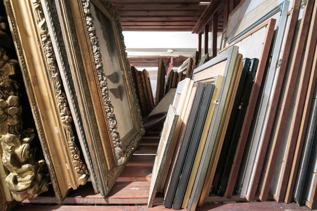 Paintings in a Storage of an Art Gallery